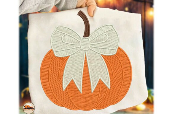 Charming Embroidery Pumpkin PNG for Seasonal Keepsakes