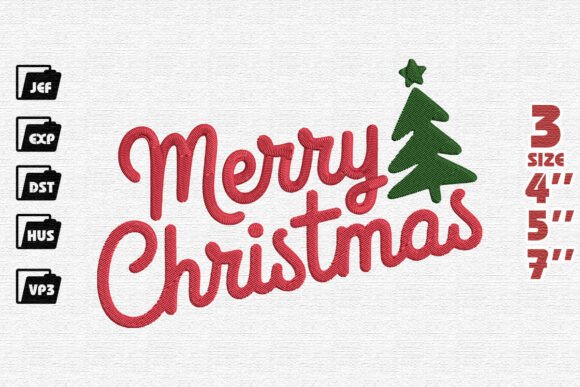 Classic Merry Christmas Script with Integrated Tree Embroidery Design Review
