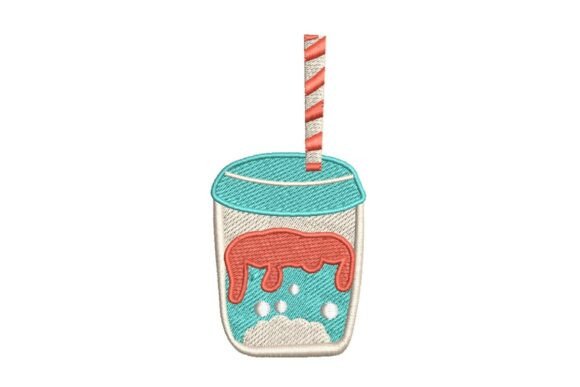 Colorful Layered Boba Tea Embroidery Design