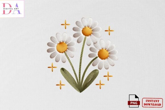 Daisy Flower Embroidery PNG: A Bright Addition to Craft Fair Booths