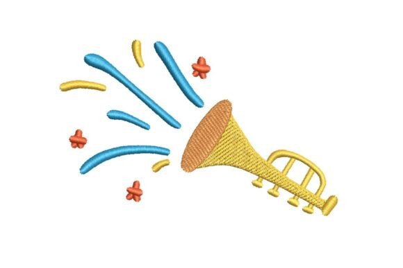 Festive Trumpet Blast Celebration Embroidery Design