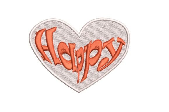 Happy Heart Embroidery Patch Design