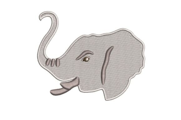 Stylized Elephant Head with Trunk Up Embroidery Design Review